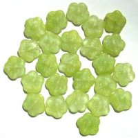 25 15mm Matte Light Olive Marble Flower Beads